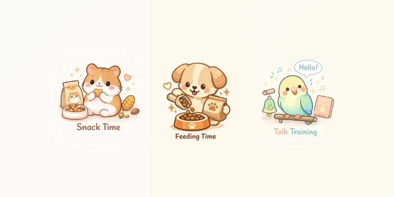 Cute Pet Care Routine Icons generated by undefined