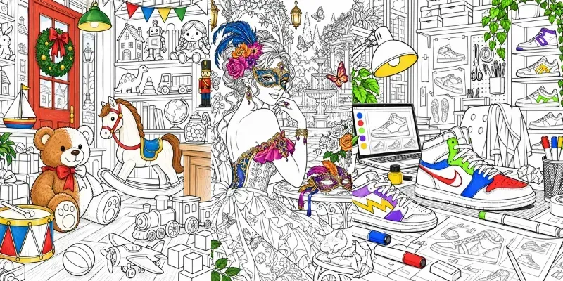 Partly Colored Coloring Page Generator