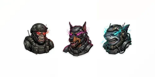 Grumpy Tactical Animal Stickers generated by gemini-image