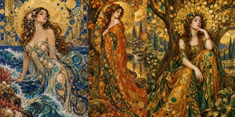 Golden Art Nouveau Muses