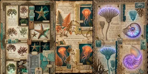 Glowing Sea Flora Junk Journal Pages generated by gemini-image