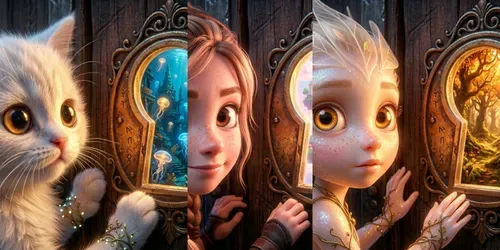 Whimsical Storybook Keyhole Fantasies generated by gemini-image