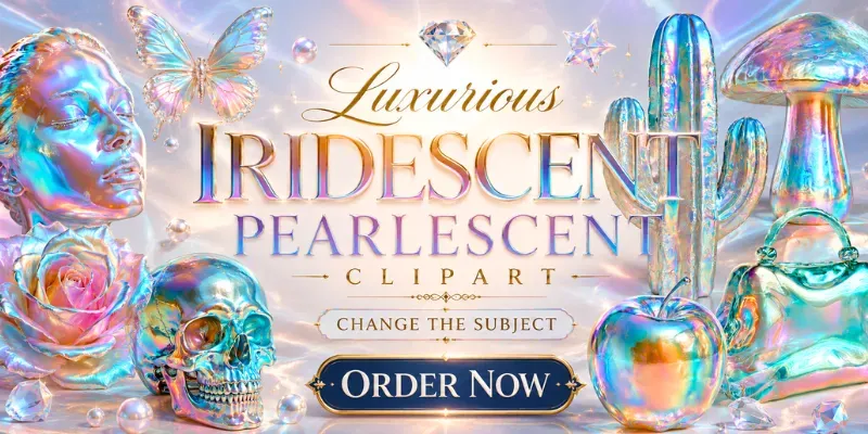 Luxurious Iridescent Pearlescent Cliparts generated by undefined