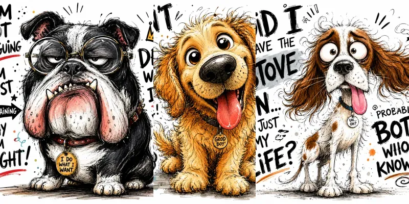 Funny Doodle Dog Characters generated by undefined