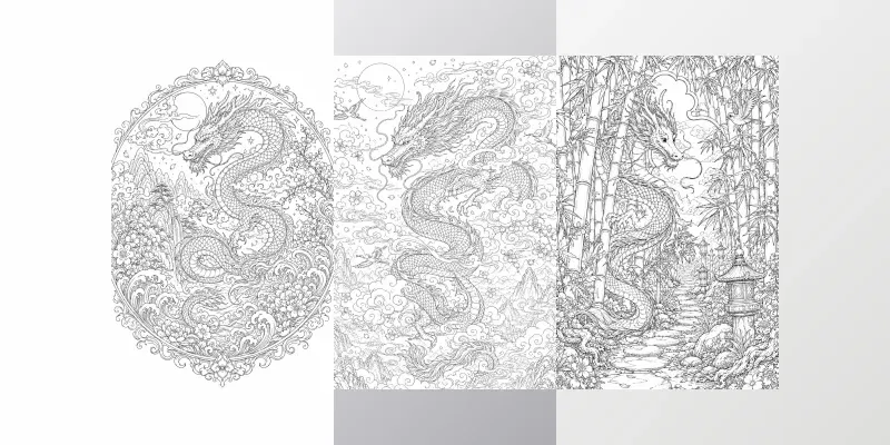 Dragons Of The East Adult Coloring Pages generated by undefined