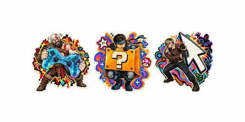 Psychedelic Akibapunk Game Stickers generated by chatgpt-image