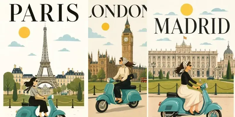 Vintage City Scooter Posters generated by undefined