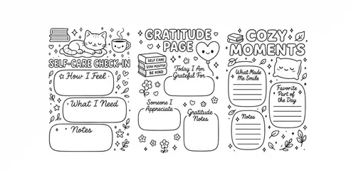 Selfcare Gratitude Journals Coloring Pages generated by chatgpt-image