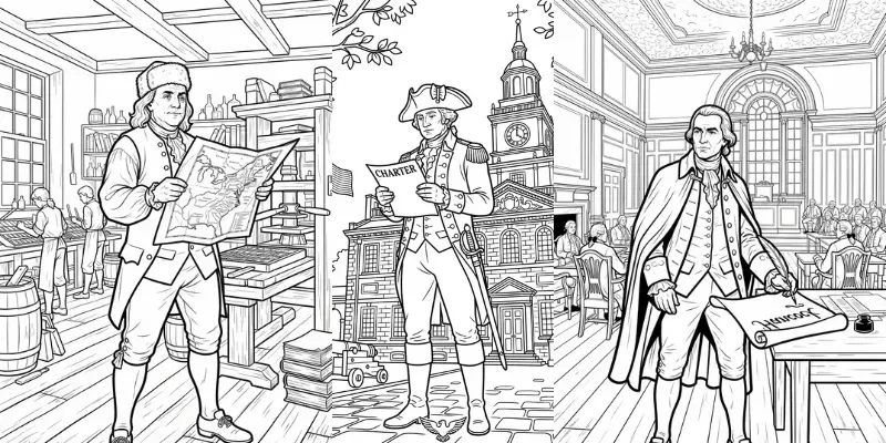 Epic 1776 Historical Coloring Pages generated by undefined