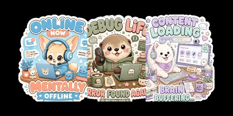 Kawaii Productivity Sticker Collections generated by undefined