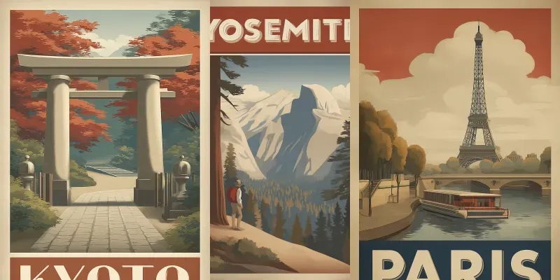 Midcentury Travel Posters generated by undefined