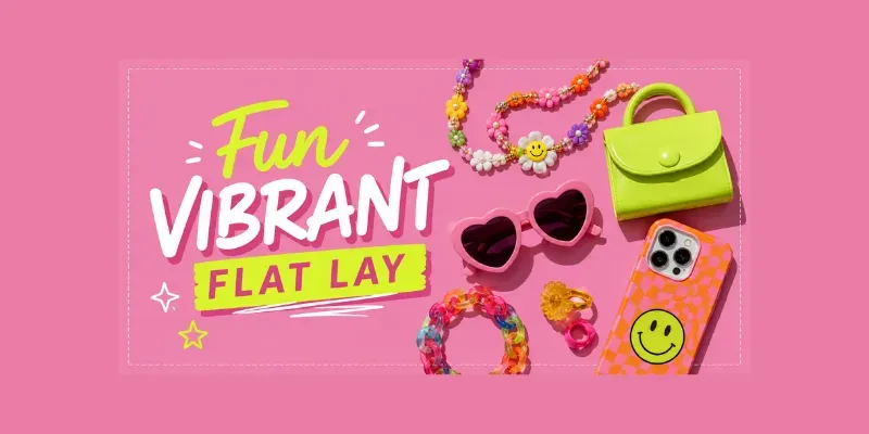 Fun Vibrant Flat Lays generated by undefined
