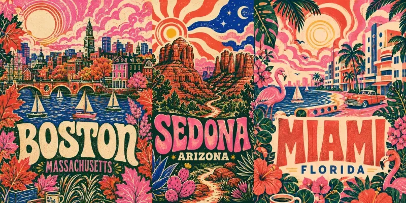 Psychedelic Botanical City Posters generated by undefined