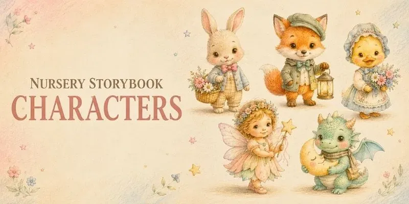 Nursery Colored Pencil Character Sheets generated by undefined