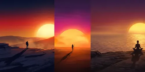 Zenn Minimalist Sunset Silhouette Art generated by gemini-image
