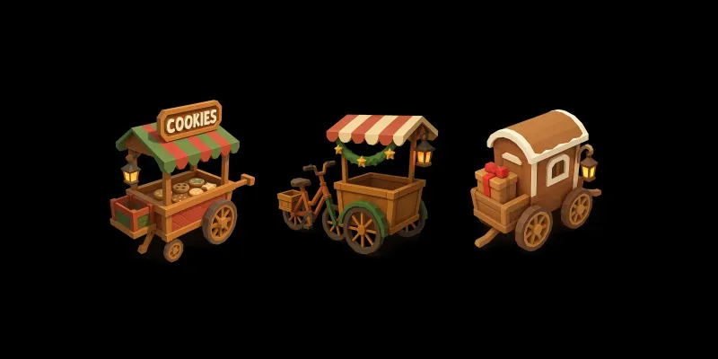 Lowpoly Cookie Delivery Carts generated by undefined