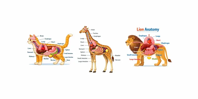 Animal Anatomy Educational Diagrams generated by undefined