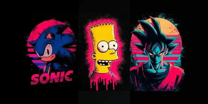 Tshirt Synthwave Character Designs generated by undefined