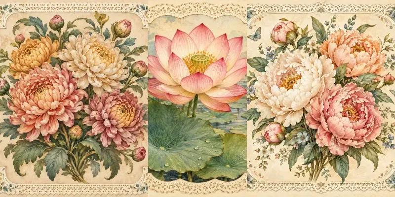 Vintage Lace Botanical Cards