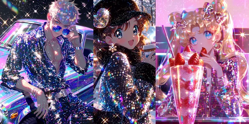 Glittery 90s Retro Anime generated by undefined
