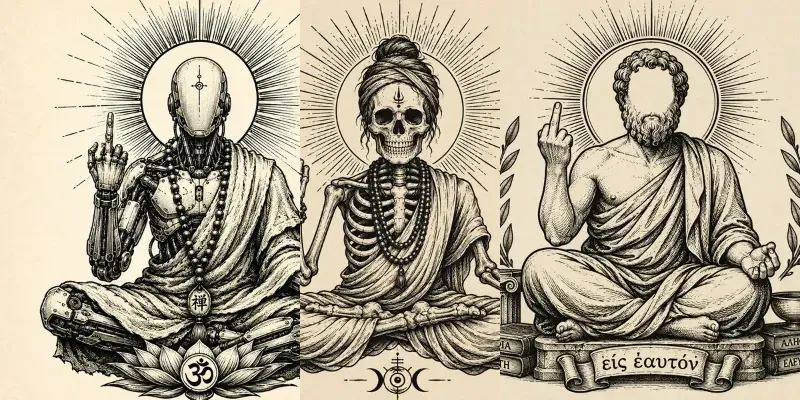 Zen Rebel Vintage Line Art generated by undefined