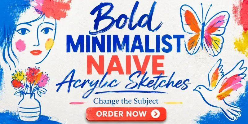 Bold Minimalist Naive Acrylic Sketches generated by undefined