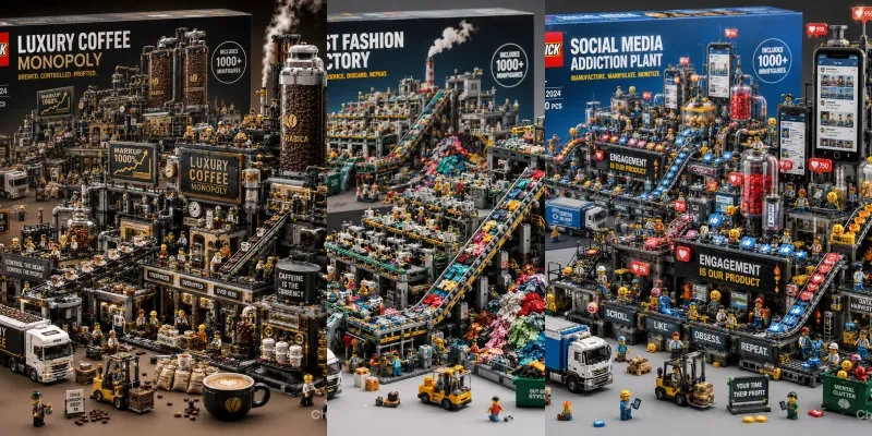 Satirical Brick Industry Dioramas generated by undefined