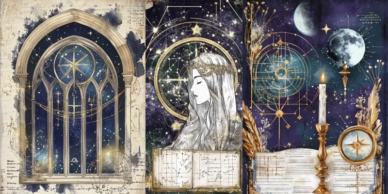 Dark Cosmic Astrology Junk Journal Pages generated by undefined