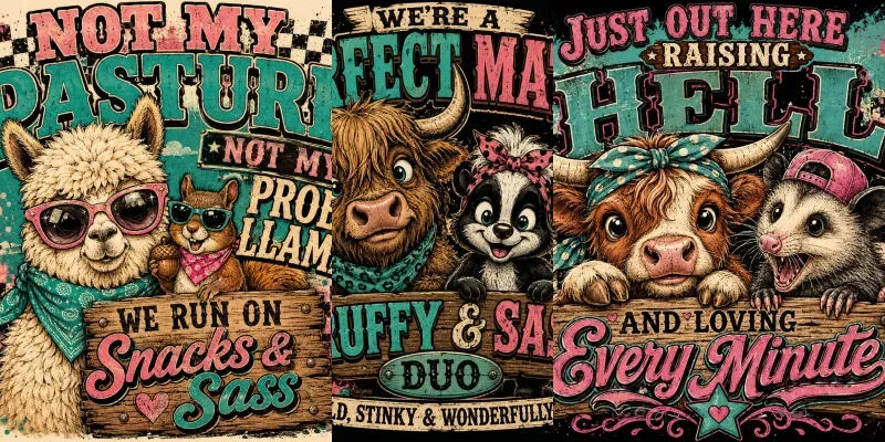 Retro Funny Farm Duo Designs generated by undefined