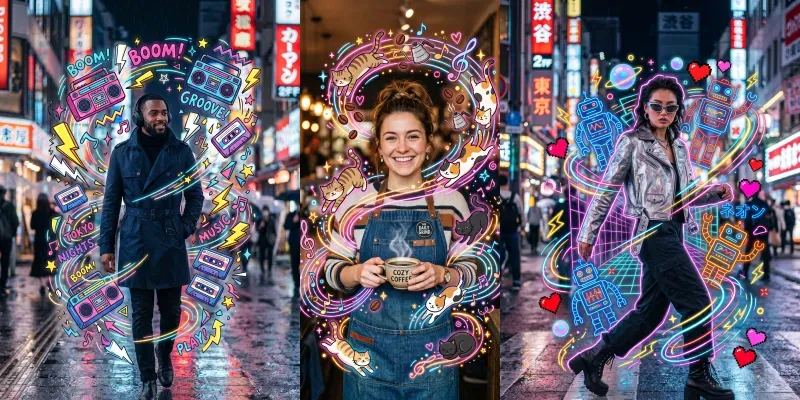 Mixed Media Doodle Aura Portraits