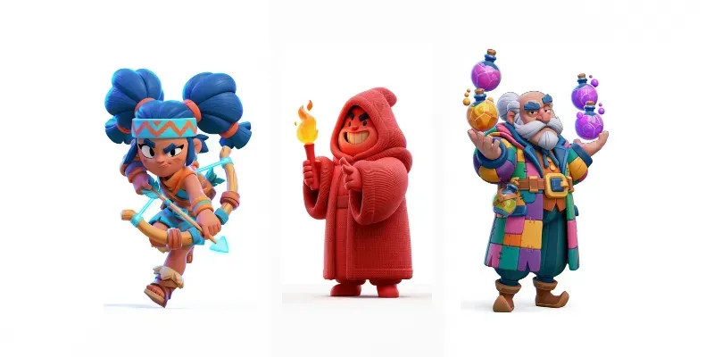 3D Cartoon Mobile Game Characters generated by undefined