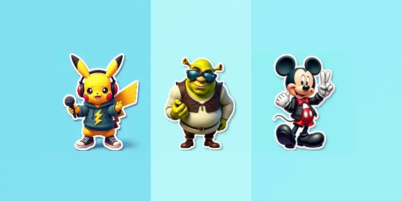 3D Famous Cartoon Character Stickers generated by undefined