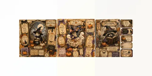 Cute Halloween Ephemera Pages generated by chatgpt-image