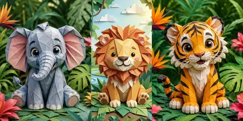 3D Origami Style Cute Baby Lions generated by chatgpt-image