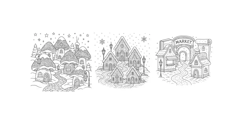 Fantasy Lantern Winter Villages Coloring generated by undefined