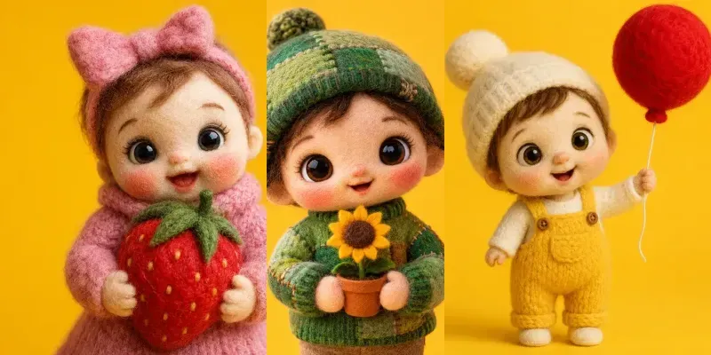 Needle Felt Baby Doll Portraits generated by undefined
