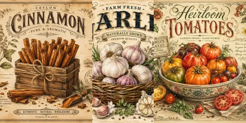 Vintage Botanical Kitchen Labels generated by undefined