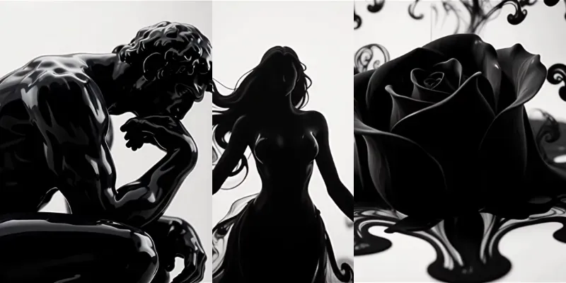 Silhouettes Made Of Black Ink Drops generated by undefined