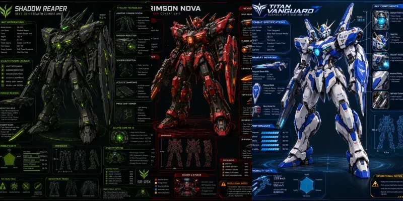 Futuristic Mecha Robot Infographics generated by undefined