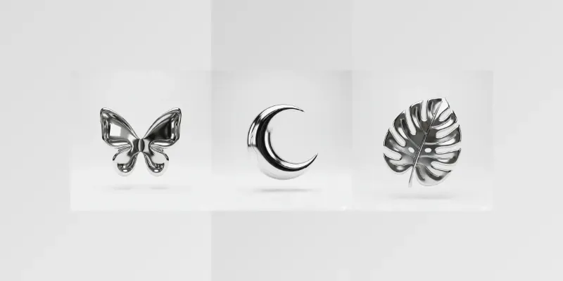 Ultrareflective Liquid Chrome Icons generated by undefined