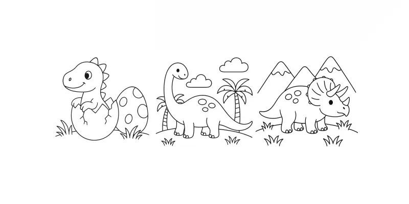 Cute Dinosaurs Coloring Pages generated by undefined