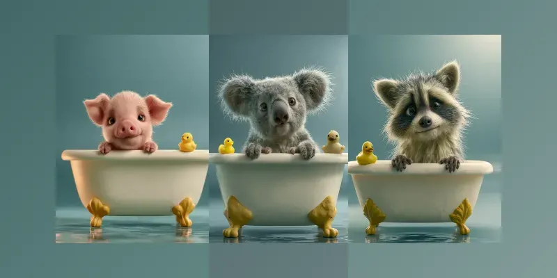 Cute 3D Animal Bath Art generated by undefined