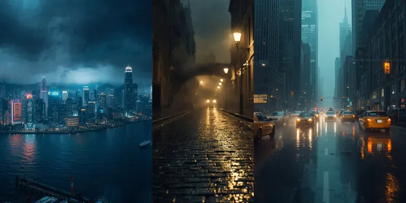 Cinematic Rain City Nights generated by undefined