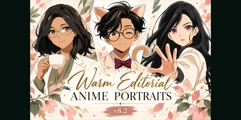 Warm Editorial Anime Portraits