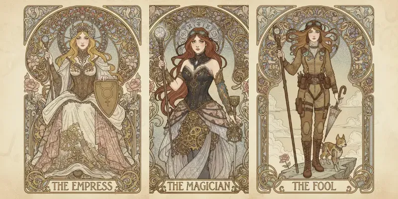 Mucha Steampunk Tarot Kits generated by undefined