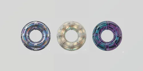3D Abstract Cybernetic UI Icons generated by gemini-image