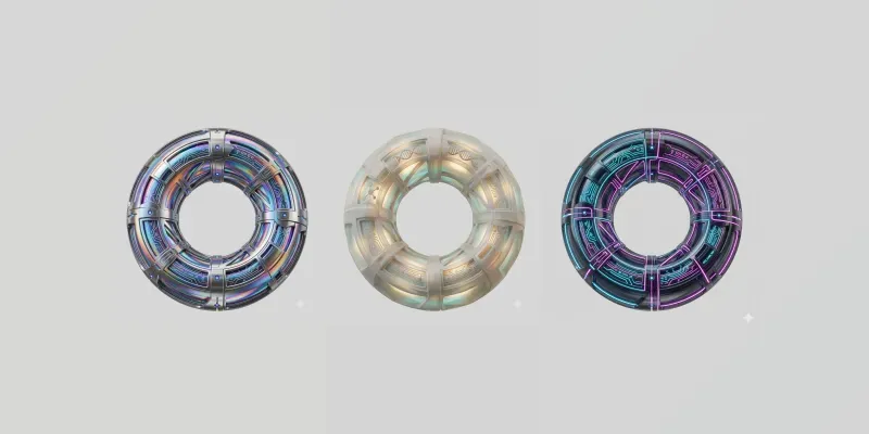 3D Abstract Cybernetic UI Icons generated by undefined