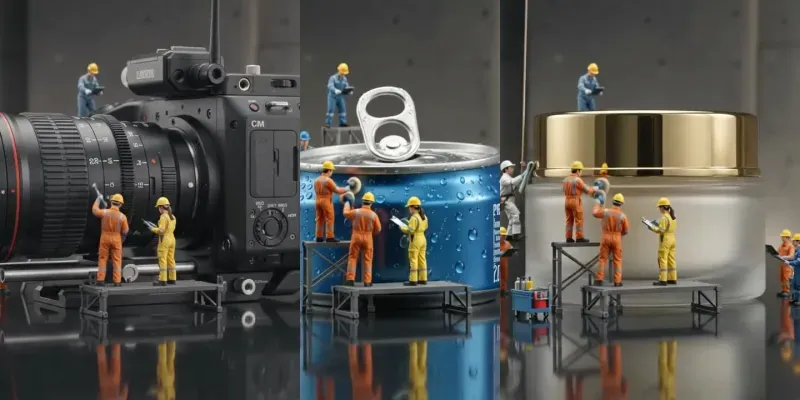 Miniature Workers Giant Product Ads generated by undefined