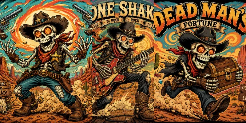 Retro Skeleton Wild West Art generated by undefined