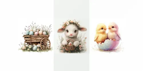 Whimsical Pastel Easter Cliparts generated by midjourney